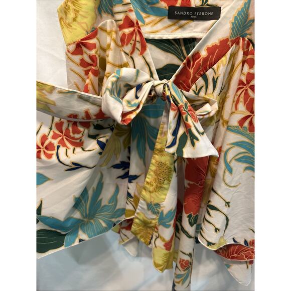 Sandro Ferrone Women's Small Top Italy Adjustable Strap Tie Front Fairy - Picture 6 of 10